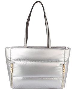 Nylon Puffy Shopper Bag LQ319-1 SILVER
